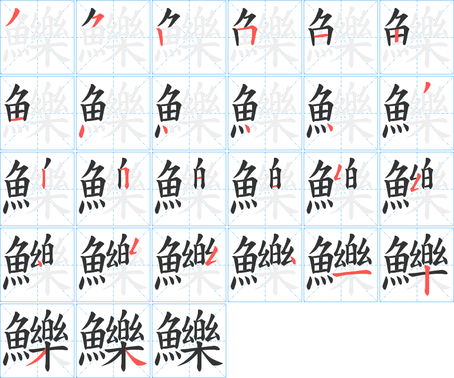 鱳字的笔顺分布演示