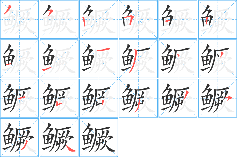 鳜字的笔顺分布演示