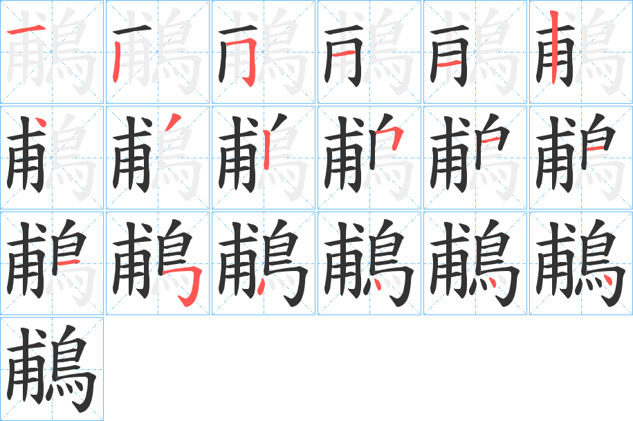 鵏字的笔顺分布演示