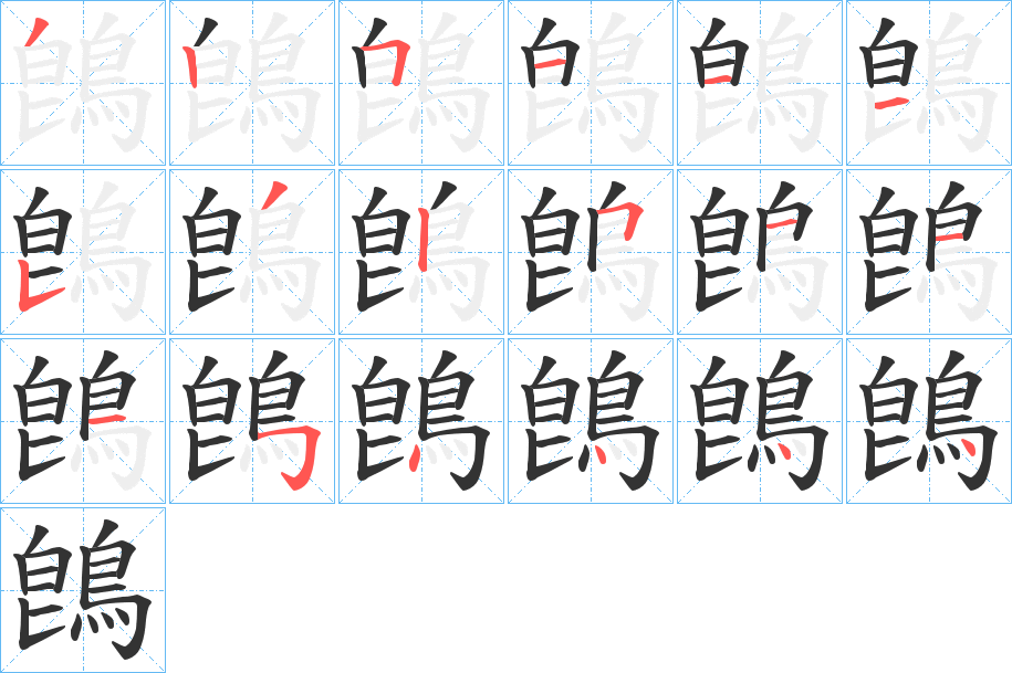 鵖字的笔顺分布演示