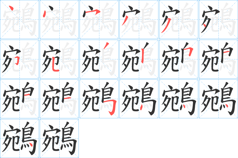 鵷字的笔顺分布演示