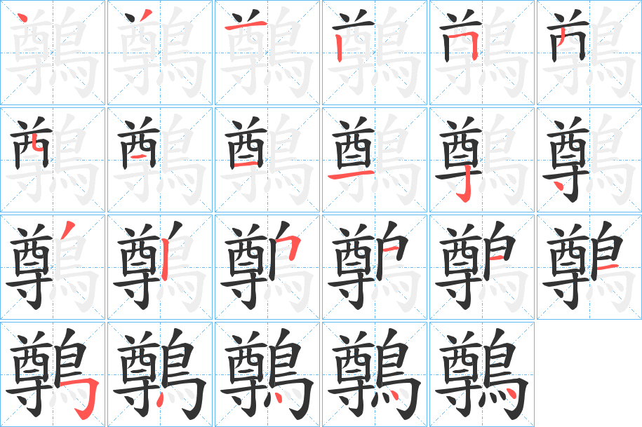 鷷字的笔顺分布演示