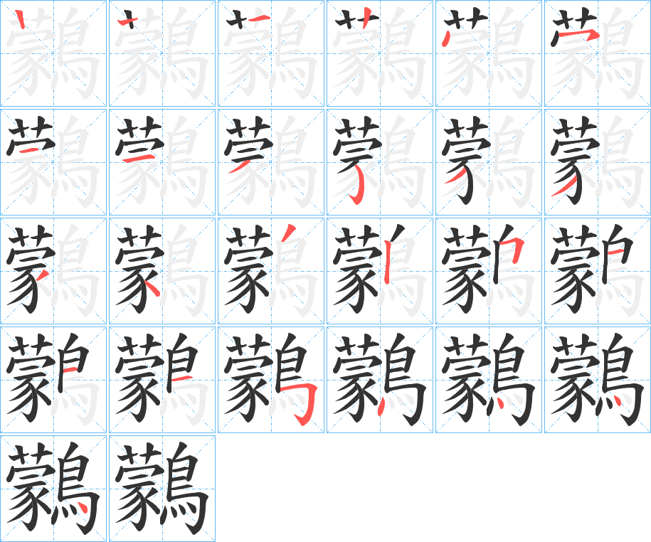 鸏字的笔顺分布演示